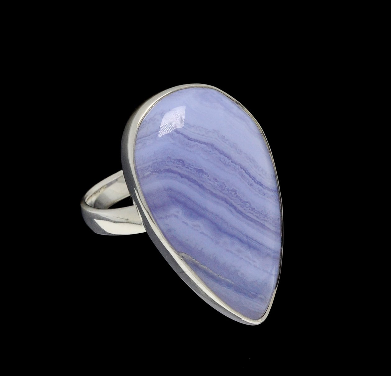 Blue Lace Agate Ring Pear