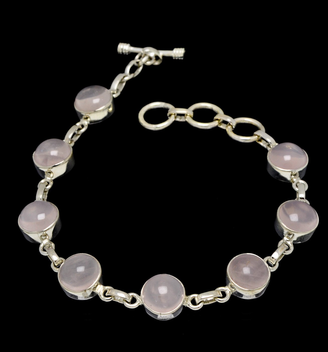 Rose Quartz Bracelet 10mm Round Cut