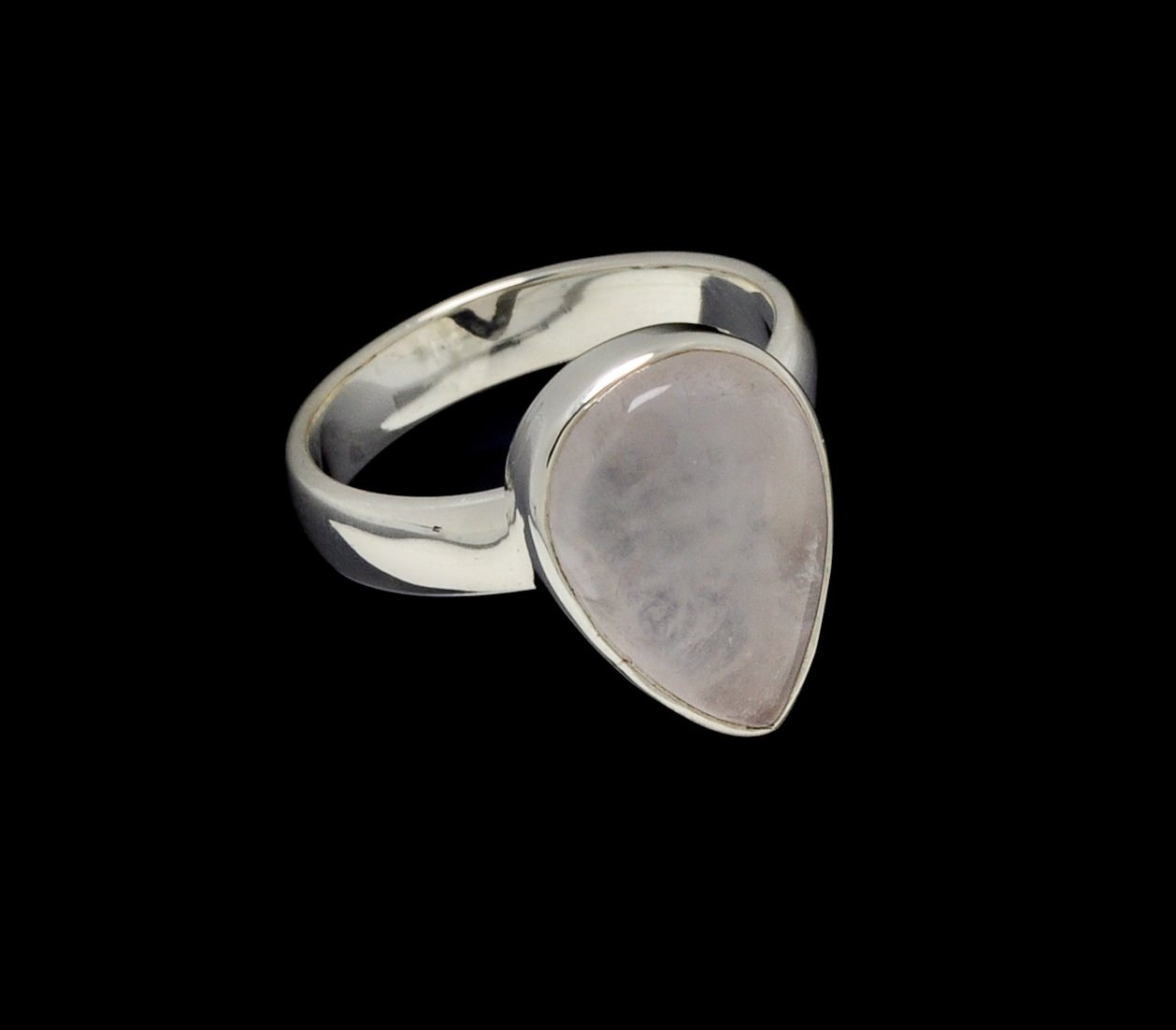 Rose Quartz Ring 15mm x 10mm Pear Cut