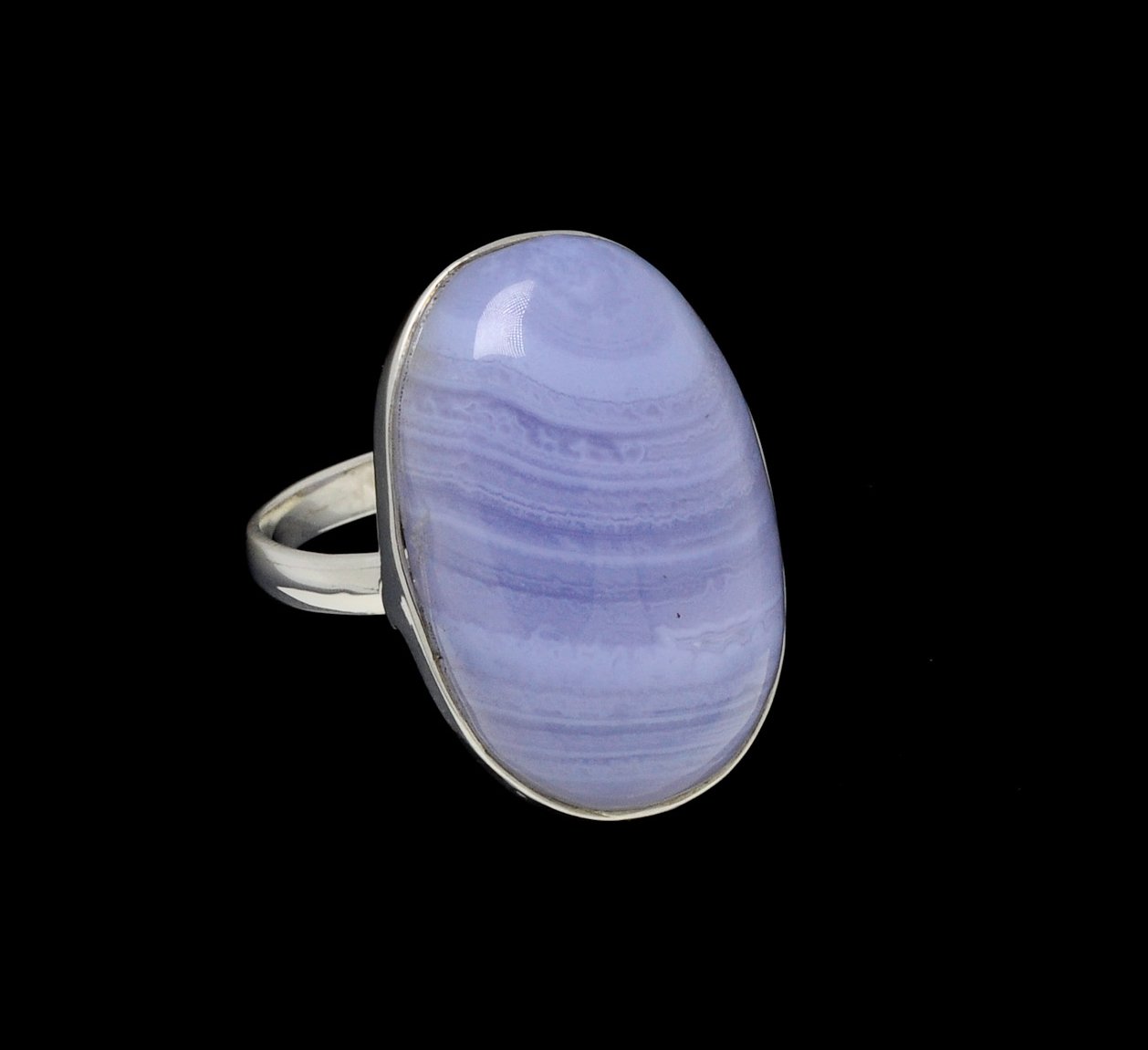 Blue Lace Agate Ring Oval
