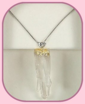 Rough Quartz Cluster Mineral Pendant approximately 3 x 1 cm; Length of the chain is 60 cm